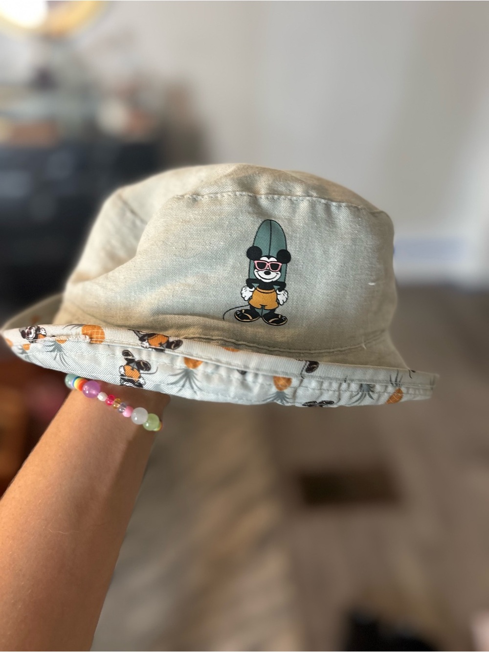 2 Kids Reversible Bucket Hat one w Mickey & on trucks